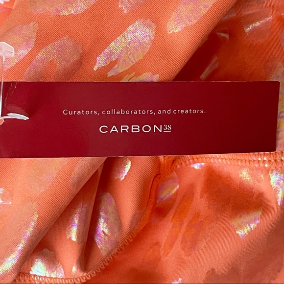 CARBON38 NWT HIGH RISE 7/8TH METALLIC FOIL LEOPARD PRINT LEGGINGS PINK PEACH XS - Picture 8 of 11
